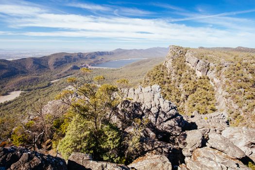 Iconic views from Pinnacle Lookout over Halls Gap and surrounds on the Wonderland hike loop in Victoria, Australia