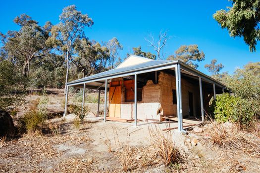 Mackenzie River picnic area and remnants of cottages in Zumsteins historic area in Grampians National Park in Victoria Australia