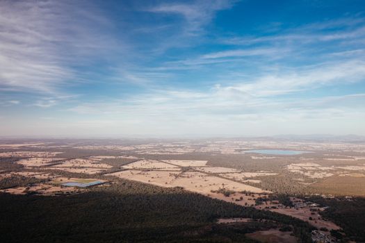 The view at sunset from Boroka Lookout towards Stawell in the Grampians, Victoria, Australia