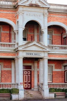 The iconic Castlemaine Town Hall on a clear winter's morning in central Victoria, Australia