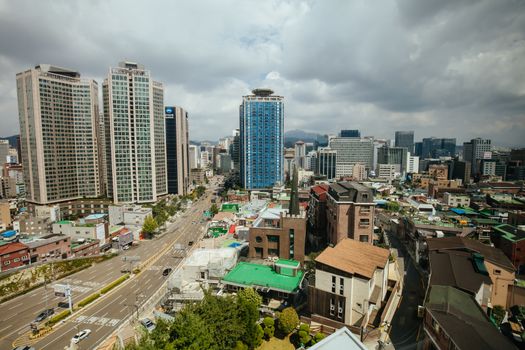 SEOUL, SOUTH KOREA - AUGUST 25, 2018: A view from Namsan Tower in Namsan Park in Seoul, South Korea