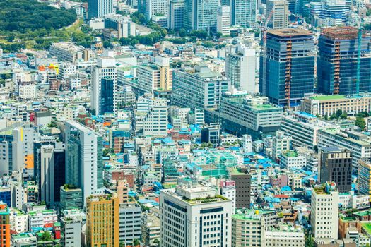 SEOUL, SOUTH KOREA - AUGUST 25, 2018: A view from Namsan Tower in Namsan Park in Seoul, South Korea