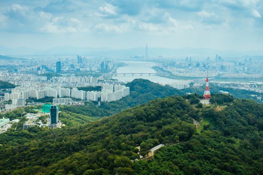 A view from Namsan Tower in Namsan Park in Seoul, South Korea