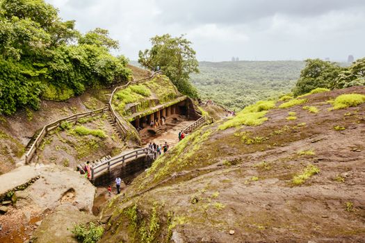 Kanheri Caves exist within Sanjay Gandhi National Park in northern Mumbai in India