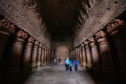 MUMBAI, INDIA - August 6 2017: Kanheri Caves exist within Sanjay Gandhi National Park in northern Mumbai in India