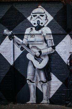 Melbourne, Australia - July 31, 2015: Street art and graffiti in AC/DC Lane and Duckboard Place. Taken on a winter's day in Melbourne, Victoria, Australia