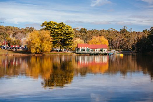 A late autumn afternoon on Lake Daylesford in Daylesford, Victoria, Australia