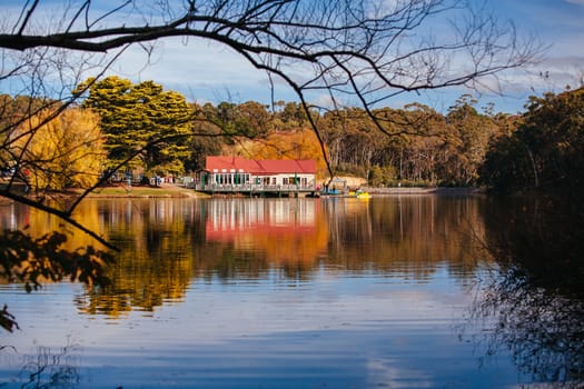 A late autumn afternoon on Lake Daylesford in Daylesford, Victoria, Australia
