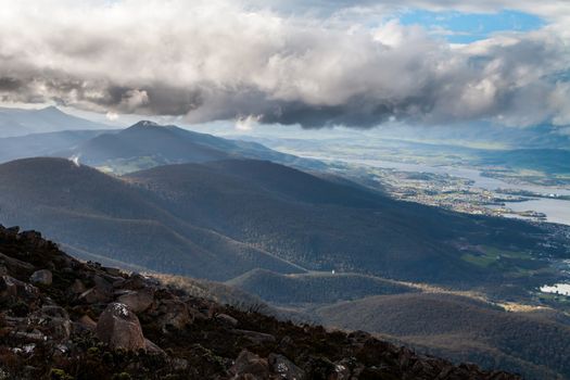 View from Mt Wellington over Hobart in Tasmania