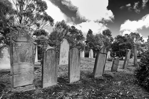 Port Arthur, Australia - September 21 2009: Isle of the Dead Cemetery at Port Arthur in Tasmania, Australia