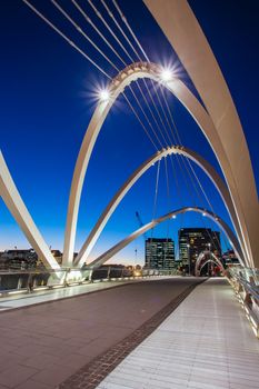 Melbourne, Australia - June 26 2013: View towards Docklands upon Seafarers Bridge in Melbourne, Victoria, Australia.