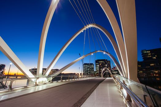 Melbourne, Australia - June 26 2013: View towards Docklands upon Seafarers Bridge in Melbourne, Victoria, Australia.