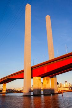 Melbourne, Australia - 17 December 2013: The Bolte Bridge crossing the Yarra River at sunset in Melbourne, Victoria, Australia