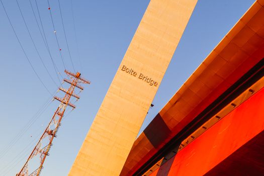 Melbourne, Australia - 17 December 2013: The Bolte Bridge crossing the Yarra River at sunset in Melbourne, Victoria, Australia