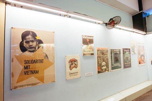 HO CHI MINH CITY, VIETNAM - SEPTEMBER 27: Aircraft and artefacts in the War Remnants Museum. This is a popular tourist attraction on September 27, 2018 in Ho Chi Minh City (Saigon) Vietnam