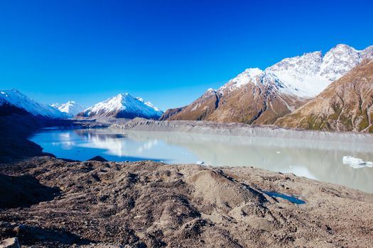 The Tasman Glacier near Mt Cook in New Zealand