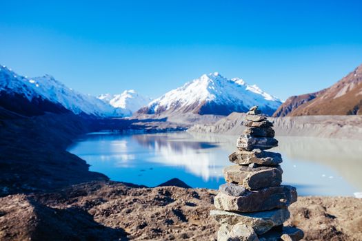 The Tasman Glacier near Mt Cook in New Zealand