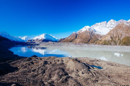 The Tasman Glacier near Mt Cook in New Zealand