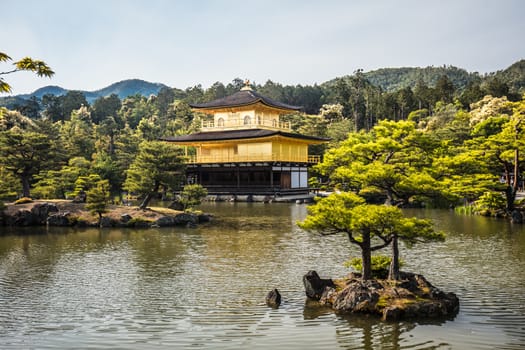 The world famous Kinkakuji Temple (The Golden Pavilion) in Kyoto, Japan