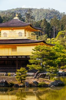 The world famous Kinkakuji Temple (The Golden Pavilion) in Kyoto, Japan