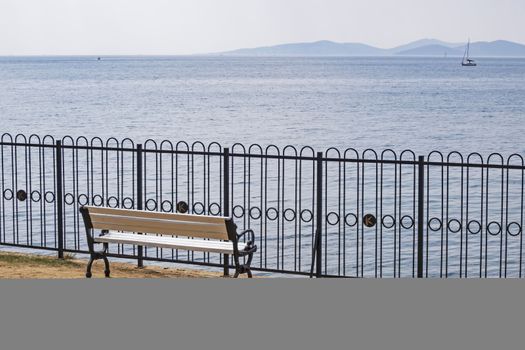 bench on the coast and seascape