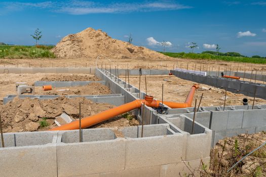 foundation of a family house from lost formwork.