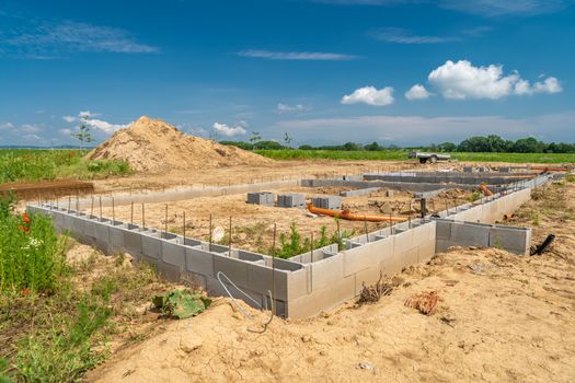 foundation of a family house from lost formwork.