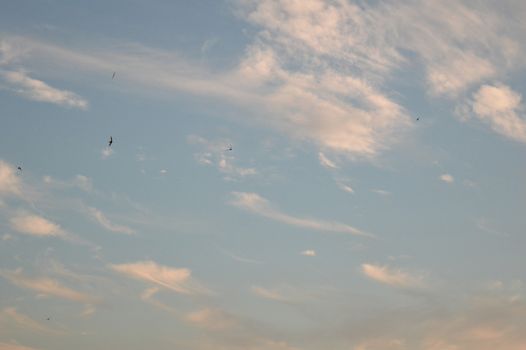 Beautiful blue sky with clouds, air nature