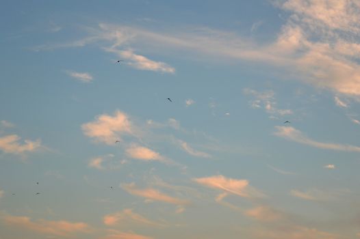 Beautiful blue sky with clouds, air nature