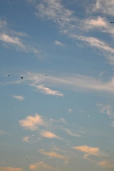 Beautiful eveing sky with clouds, air nature