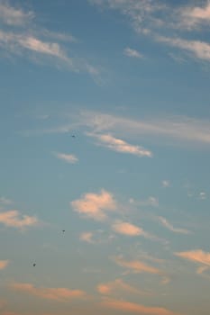 Beautiful eveing sky with clouds, air nature