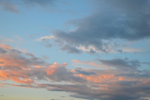 Beautiful eveing sky with clouds, air nature