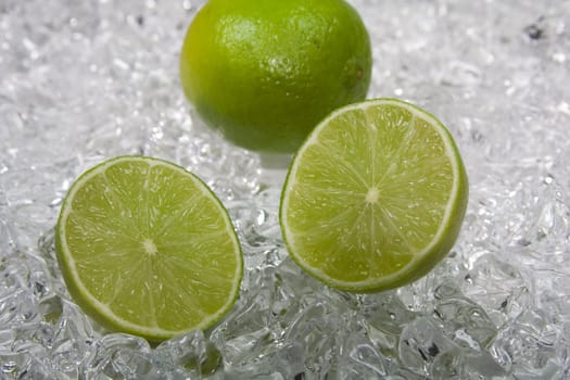 fresh lime on cold ice