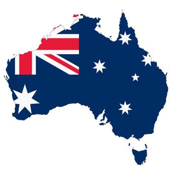An Australia map on white background with clipping path