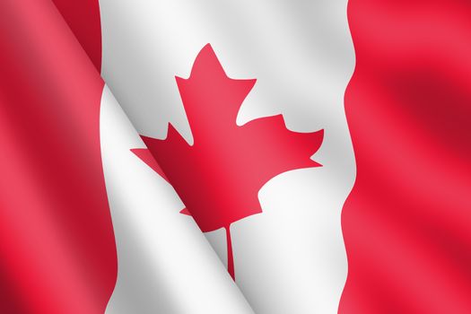 A Canada waving flag 3d illustration wind ripple
