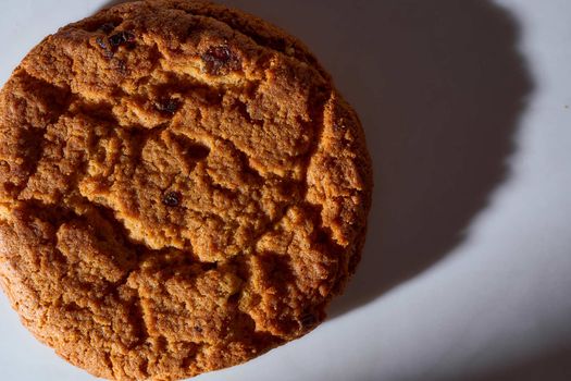 Flour oatmeal cookies on a white background. High quality photo