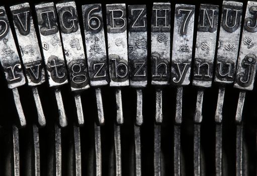 Matrix - letters on old typewriter machine - detail