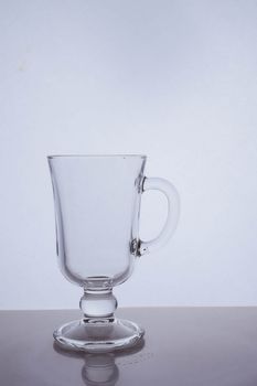 glass glass for coffee latte on a white background with a place to insert the inscription. Hight quality photo