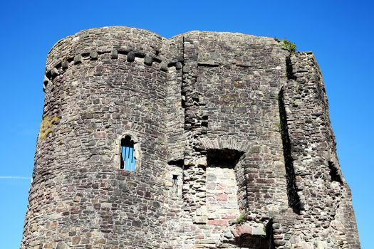 Tower of Carmarthen Castle in Carmarthenshire Wales UK a 12th century ruin a popular travel destination landmark of the city stock photo