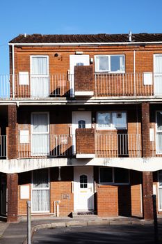 Public council house apartment flats home in Carmarthen Wales UK stock photo