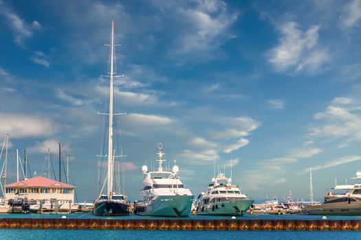 Yachts and Sailboats in Marina in Marigot, the French Side of Saint Marting