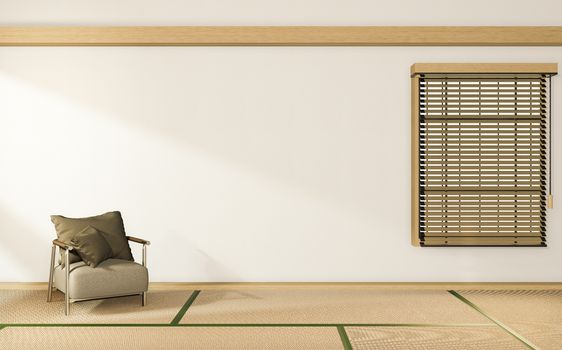 tropical style room interior, empty room japan style. 3D rendering