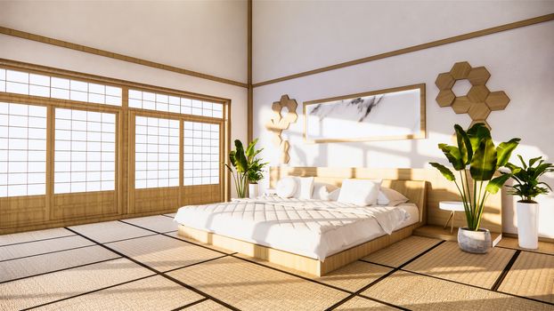 Bed room original - Japanese style interior design. 3d rendering