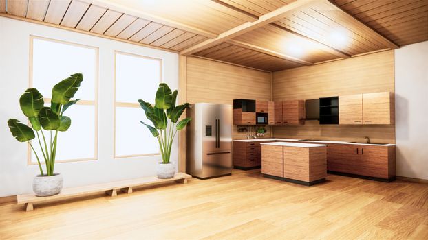 Kitchen room japanese style. 3D rendering