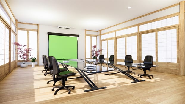 Office business - beautiful japanroom meeting room and conference table, modern style. 3D rendering