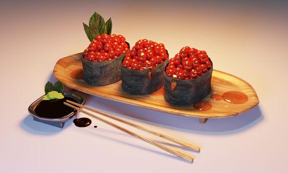 Shusi food japanese style.3D rendering