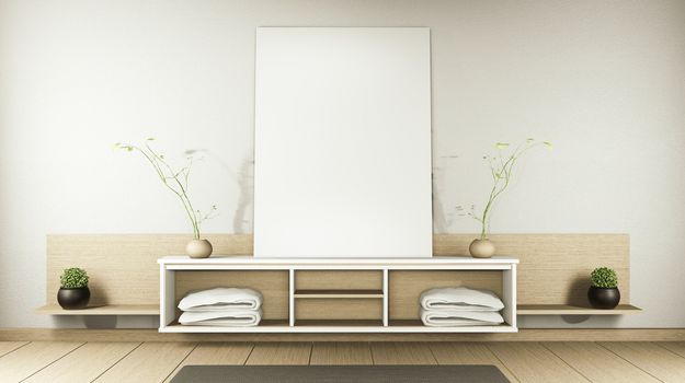 zen modern empty room,minimal design japanese style. 3d rendering