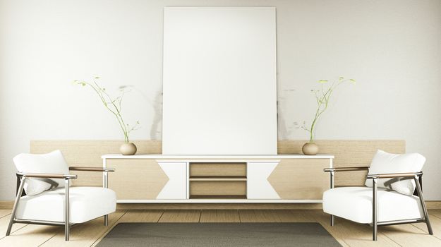 zen modern empty room,minimal design japanese style. 3d rendering