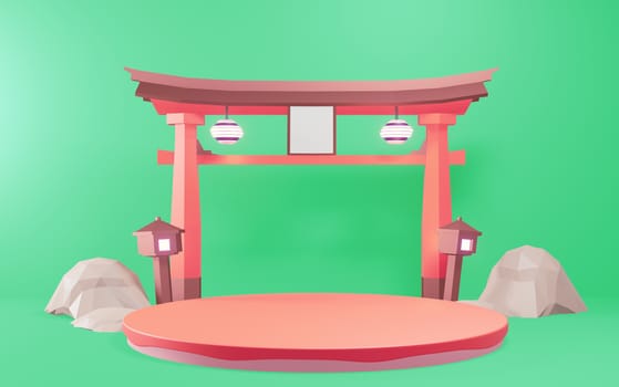 Podium Japanese products for editing. 3D rednering