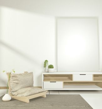 Cabinet modern empty room,minimal design japanese style. 3d rendering